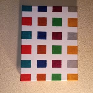 Handpainted Geometric Squares Abstract Art Signed 9x12"